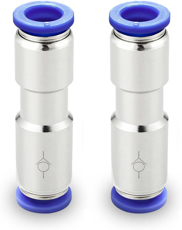 Metalwork Nickel Plated Brass & Plastic Push to Connect Inline Check Valve Union Fitting (Pack of 2)