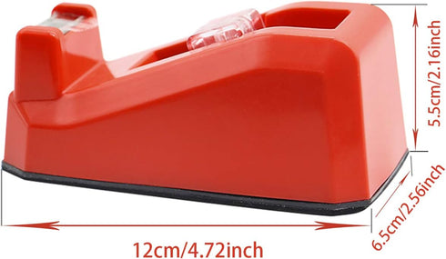 Cute Red Desk Tape Dispenser, 1 Pack with 12 Rolls Transparent Tape, 1 Inch Core for School, Office, Home DIY