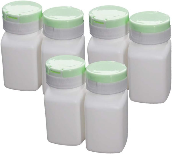 Othmro 6pcs PE Lab Chemical Reagent Bottle, 90ml Wide Mouth Sample Sealing Liquid Storage, White Container Green Cap