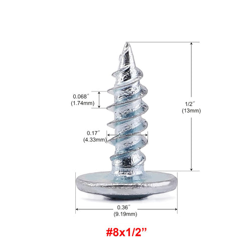 #8 x 1/2" Zinc Plated Phillips Wafer Modified Truss Head Twinfast Point Self Tapping Wood Dura-Screws, 290 PCS (1 LB)
