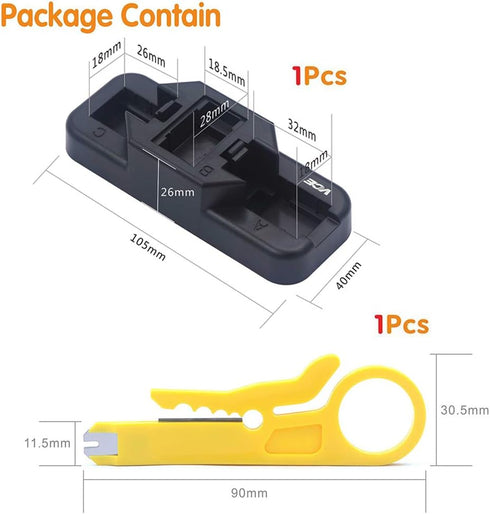 VCE Combo Keystone Punch Down Stand and Mini Wire Stripper Cutter for 90/180 Degree RJ45 Cat5/Cat5E/Cat6/Cat6A RJ11 RJ12 Keystone Jack Modular Coupler
