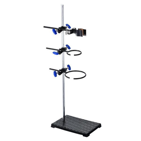 PATIKIL 24 Inch Lab Stand Set with 1 Flask Clamp & 2 Retort Rings, Black, for Chemistry Laboratory