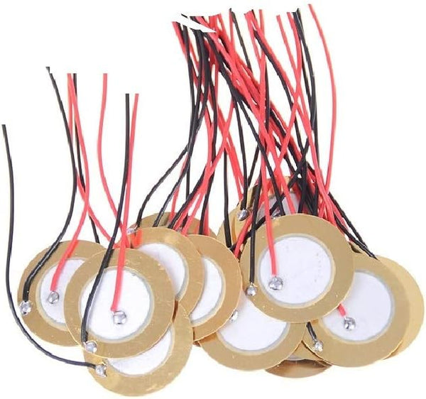 10PCS 15MM/20MM Piezo Elements Sounder Sensor Trigger Drum Disc, 6.5KHZ + Wire Copper (20MM)