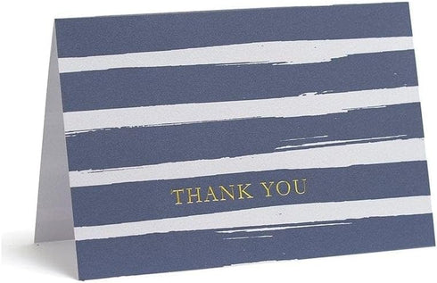 Navy and Gold Foil Brushstroke Thank You Cards