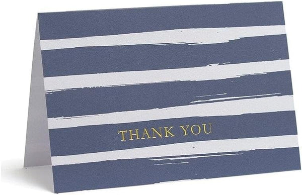 Navy and Gold Foil Brushstroke Thank You Cards