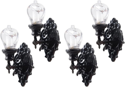 4 1:12 Yardwe Miniature Wall Lamp - Pcs Scale Led Dollhouse Wall Sconces Tiny Lights for Miniature House Accessories