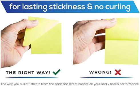 Sticky Notes 3x3 in (12 Pads), Bright Colored Super Self Sticky Pads, 100 Sheets/Pad, Easy to Post for School, Office