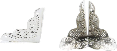 50PCS 1"x1"x1" T Tulead Furniture Corner Protectors Silver Box Decorative Corner Guards Trunk Protector with Mounting