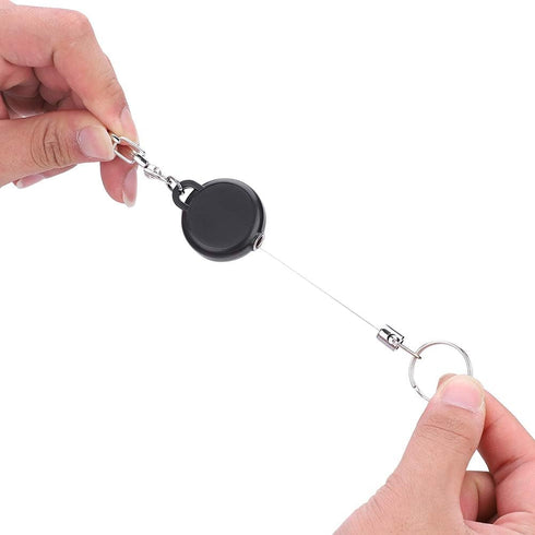 Retractable Keychains Badge Reel Holder, Stainless Steel Keyring with 60cm Steel Wire Rope