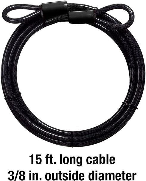 72DPF 15 1 Pack, Master Lock Steel Cable with Looped Ends, ft. Long, Black