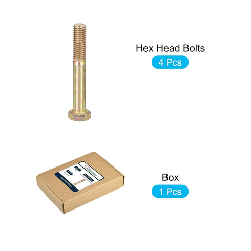 Hex Bolts (1/2-20x3") 4Pcs, Grade 8 Carbon Steel Zinc Plated Partial Threaded Hex Head Screw Bolt