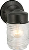 Design House Jelly Jar Wall Light, Indoor/Outdoor, Clear Ribbed Glass, Dimmable, Matte