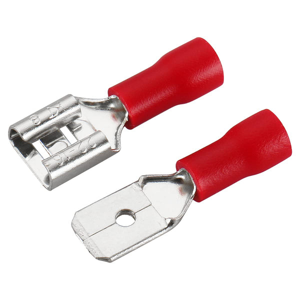 Baomain 22-16 AWG Vinyl Insulated Spade Wire Connector, Electrical Crimp Terminal, Pack of 100