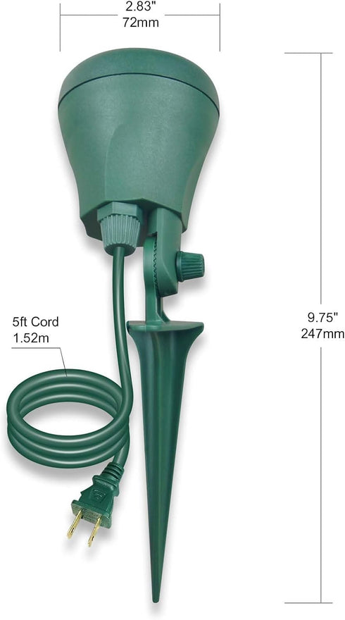 2 5FT OSKOS LED Christmas Spotlight, Outdoor Waterproof Floodlight, with Extra Lenses (Red, Green), Yard Stake