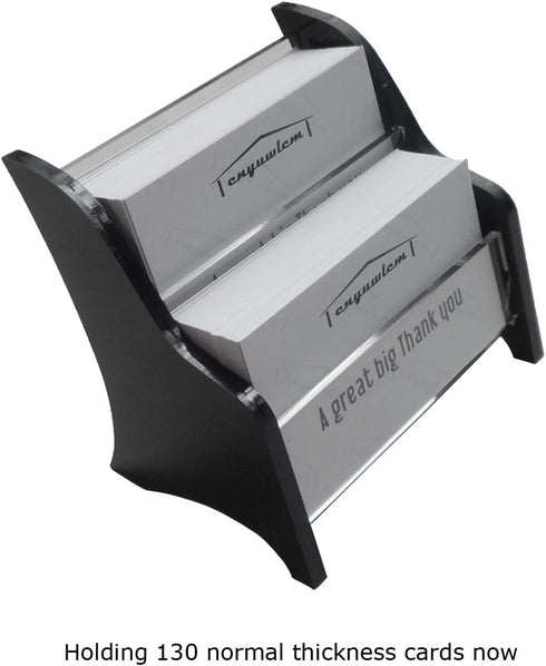 Enyuwlcm Acrylic 2 Tier Business Card Holder Display - Elegant Stand for Office Counter Black/Clear