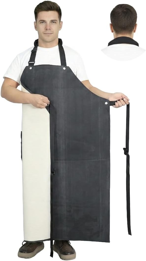 Thick Rubber Neoprene Apron,47.2x33.4 Heavy duty Waterproof Oil Resistant Work Aprons for