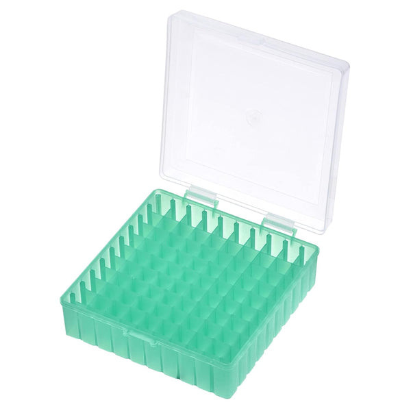 YOKIVE Freezer Tube Rack 1 Pcs for 1.5/1.8/2mL Micro Tubes with 100 Holes, Lockable Lid (Green, 140x140x52mm)