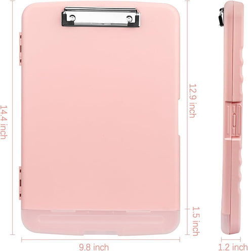 Clipboard with Storage, Plastic Clipboards 8.5x11 with Pen Holder, High Capacity Nursing Clipboard Folder, Side Opening Storage Clip Board for Office Work Nurses Teachers (Light Pink) by Meiikun