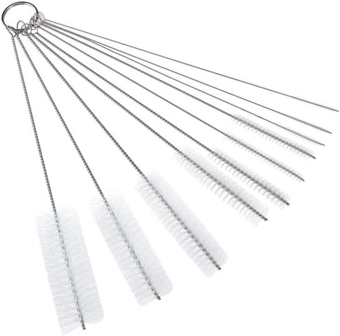 10Pcs Silver Long Straw Brush, Nylon Pipe Tube Cleaner 8-ihch 10 Different Diameters Set, Long Straw Brush for Sippy Cup, Brush Drinking Straw Cleaning Brush,Brushes,Cleaning Tools by YuanHolumid