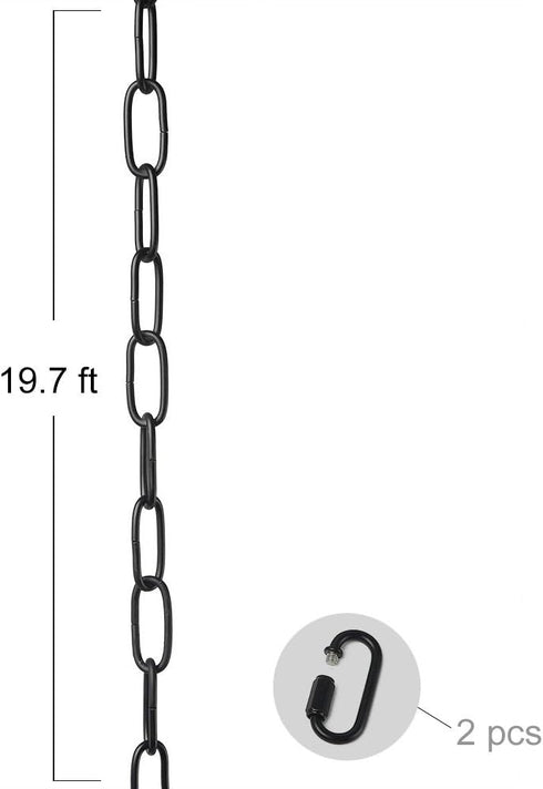 19-Feet 2 LNC Pendant Lighting Fixtures Chains, Ceiling Extra Loop Extension for Chandelier, Buckles, Black