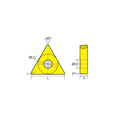 HHIP 6004-6142 TCMT-432 Tin Coated C5 Triangle Positive Rake Carbide Insert, 1/2" IC