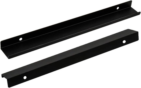 LC LICTOP 300mm/11.8" Modern Style Finger Edge Tab Pull Handle Door Knobs Drawer Pulls Aluminum Matte Black Satin Nickel with Screws (Black 2pcs) by LC LICTOP