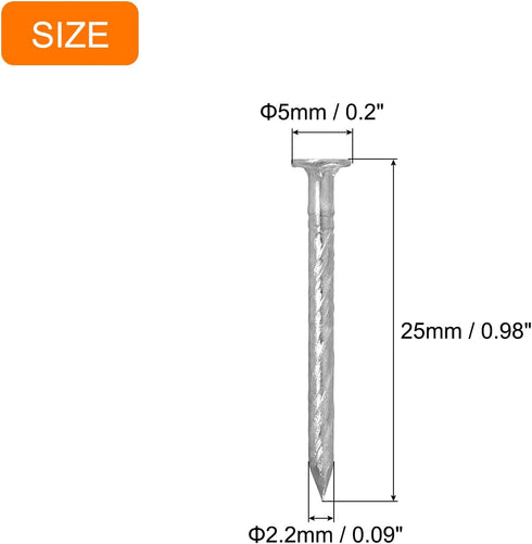 uxcell 25Pcs Fence Deck Nails, 1 Inch 304 Stainless Steel Spiral Deck Nail for Woodworking
