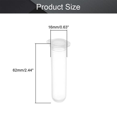 Othmro 7ml 200pcs Plastic Lab Centrifuge Tubes, 14 * 62mm Vial Test Tube Sample Storage Container Liquid Centrifuge Tube Round Bottom with Snap Cap for Beads Yeast Specimen Sample Laboratory