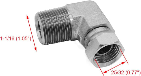 1501-12-08 Hydraulic Hose Adapter Fitting 3/4" Male (3/4"-14NPTF) × 1/2" Female (1/2"-14NPSM) Swivel 90° Elbow SAE Pipe Joints Tube Connector Carbon Steel by BEITERSTOE