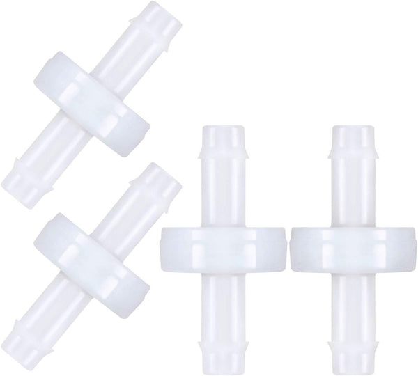 Mudder 4 Packs Check Valve, 1/4 Inch 6mm PVDF One-Way Check Valve for Fuel, Gas, Liquid, Air