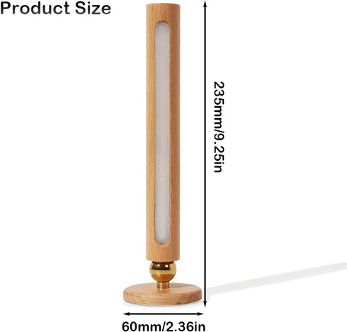 360 Dimmable TUNJINSHOU Rotatable Wooden Led - Magnetic Detachable Stepless Rechargeable Wall Light, Bedroom Living