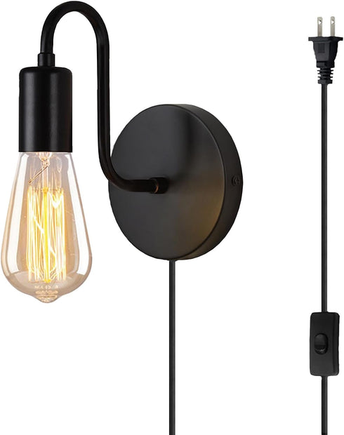 Plug in Wall Sconce with On Off Switch Industrial Wall Mount Light
