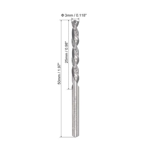 uxcell Solid Carbide Twist Drill Bits 3mm, Metric Left Hand Spiral Flutes Straight Shank Tungsten Steel Drilling Tool for Stainless Steel Alloy Metal