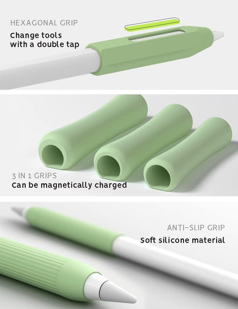 AFOOYO 5 Pack 2nd Pencil Grips Compatible with Apple Pencil Generation/USB-C/Pro Silicone Ergonomic Design Sleeve