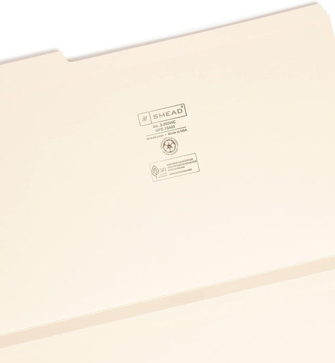 Smead Manila File Folders, Legal Size, 1-1/2" Expansion, Reinforced 1/3-Cut Tab, 50 Per Box (15405)