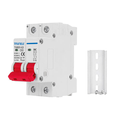 DC Miniature Circuit Breaker 2P 1000V 63A Solar Mini Circuit Breaker Thermal Magnetic Trip DIN Rail Mount