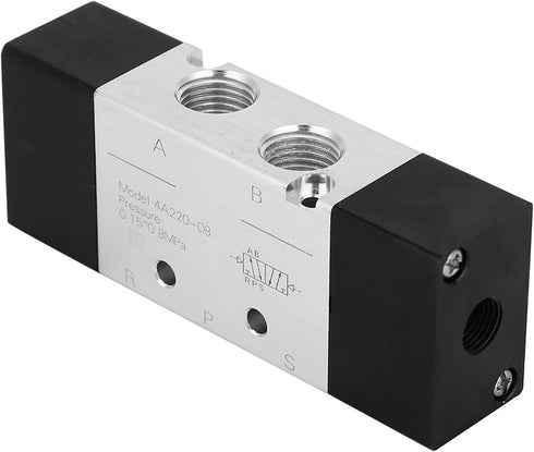 1/4in 5 Way Air Valve, 2 Position Inlet/Outlet 4A220-08 Pneumatic Valve for Mechanical and Textile Equipment