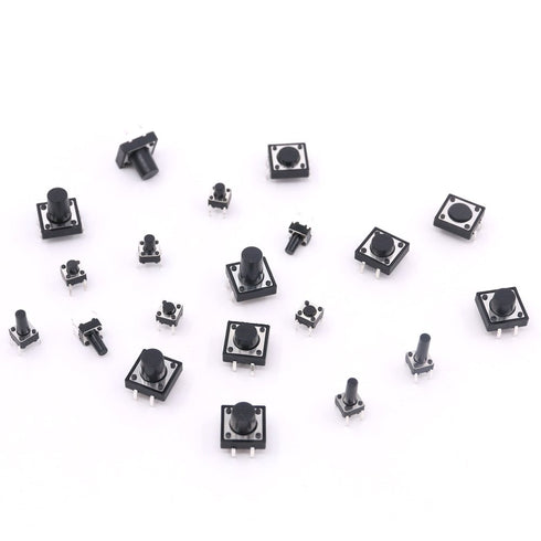 Hilitchi 250-Pcs 6 x 6mm 12 x 12mm Tactile Push Button Switch Micro Momentary Assortment Kit