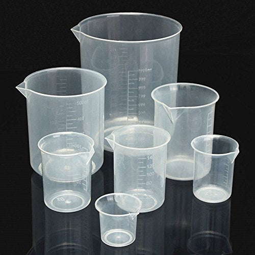 Pack of 8 Capacity Transparent Kitchen Laboratory Plastic Graduated Volumetric Beaker Container Measuring Cup