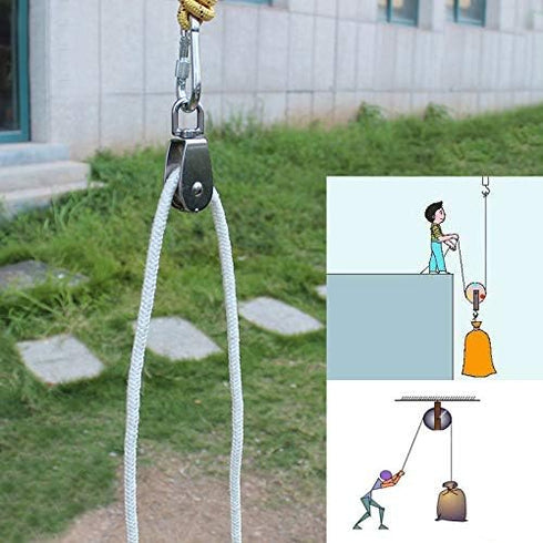 1-Pack M50 Heavy Duty Stainless Steel Single Pulley Block, Swivel Rigging Lifting Wheel for 400kg