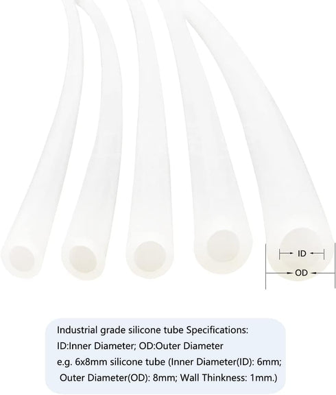 Silicone Tubing, Hohitto Flexible hose, 8mm ID x 12mm OD Length 1 Meter(Approx.3.28ft), wall thickness 2mm, Silicone Water tube for Pump Transfer for Laser machine, for industrial applications