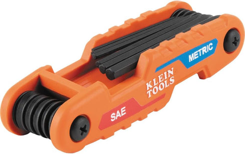 Compact Folding Hex Key Set, 12-Key SAE Metric Sizes for Various Applications