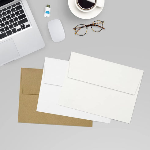LUXPaper A7 Invitation Envelopes | 5 1/4" x 7 1/4" | Natural White | 80lb. Text | 100% Cotton | 50 Qty | Peel & Press