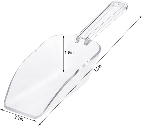 Ice Scoop Candy Buffet Containers, Hmxpls Clear Plastic Scoopers for Popcorn Cookie Candy Buckets (6 Pack)