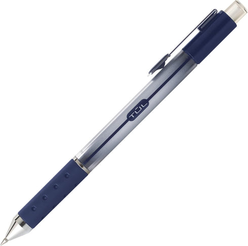 TUL Gel Pens, Retractable, Medium Point, 0.7 mm, Gray Barrel, Blue Ink, Pack of 12
