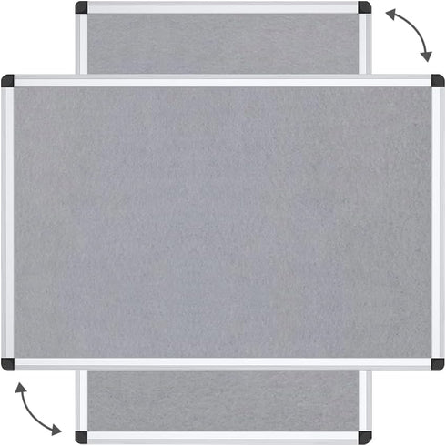 VIZ-PRO Notice Board Felt Gray - 36 X 24 Inches, Silver Aluminium Frame