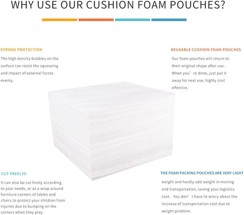 Moving Supplies, 14"x14" 50 Pack Cushion Foam Pouches, Packing Supplies for Moving and Storing, Foam pouches for Packing Dishes, Glasses, Cups. by Generic