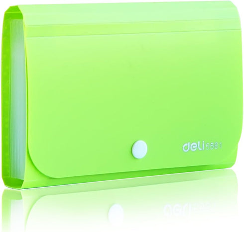 Expanding File Folder - Green Mini Organizer with 12 Pockets and Tabs for Cards, Coupons, Receipts, Tax Items, 7x4.5