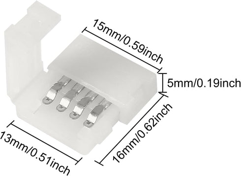DORHEA 12Pcs 4 10mm/0.39in 5050 LED Strip Connectors Pin Connector Wide LED Tape Light Clips Lights Adapter Connectors