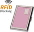 EASTNIGHTS Metal Wallet RFID Credit Card Holder - Stainless Steel and PU Leather Case (Pink)